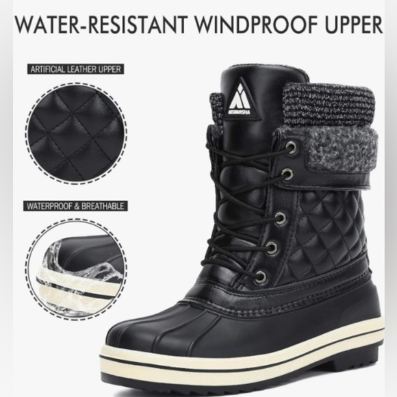 WINTER SALE*Mishansha Women’s Black Snow Boots Mid Calf Waterproof Winter Boot - Picture 2 of 3